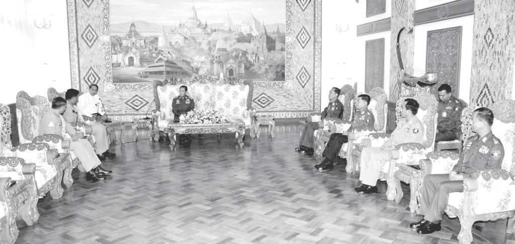 Colonel Vladimir I Konchakov, who had completed his tour of duty, and his successor Colonel Alexander V Svintsovsky at Bayintnaung Yeiktha, here, at 9 am today.