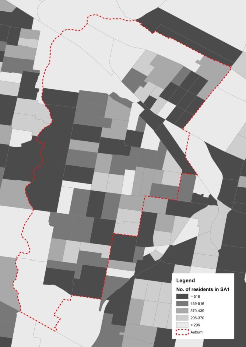 Community profile in detail Figure A4: Population distribution, Auburn SSC, 2011 Source: ABS 2011 Census, TableBuilder Pro A large number of SA1 in Auburn suburb fell in the top quintile of