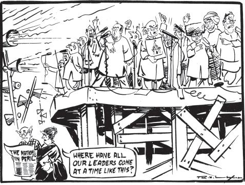RK Laxman - Brushing up the years parties try to persuade people why their policies are better than others. They seek to implement these policies by winning popular support through elections.