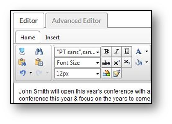 Any information provided within the content editor will be visible to the registrant on the frontend 13.