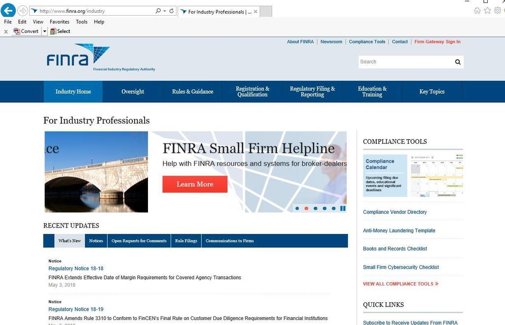 Tracking Regulatory Developments FINRA
