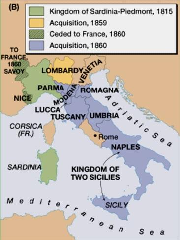 The War of Italian Unification. Austria provoked to attack Piedmont. France attacks Austria.