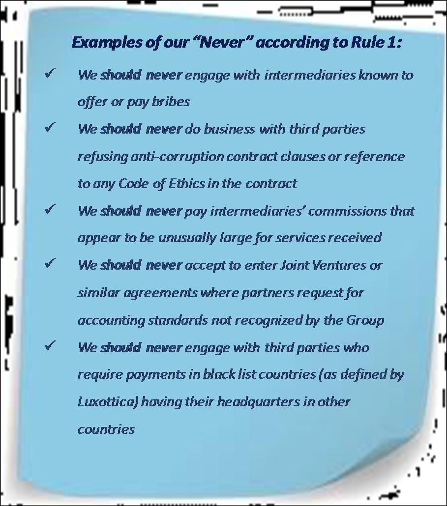 1 Conduct TRANSPARENT business relationships with third parties Page 9 of 23 We enter into business relationships exclusively with third parties that fulfill the Group s principles of correctness,