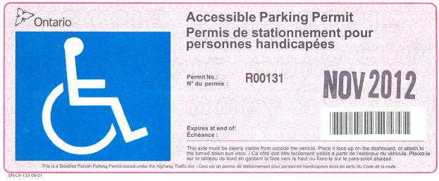 Interim Permit Red paper permits are issued at ServiceOntario centres upon receiving a fully completed application for an accessible parking permit or a