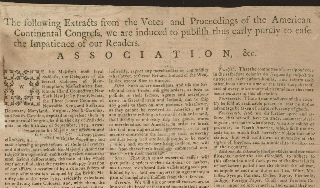 Articles of Association, passed October 20, 1774, named and organized the Continental Congress.