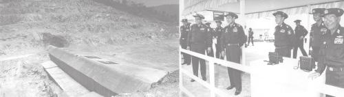 All (See page 13) Vice-Senior General Maung Aye inspects spillway of Paunglaung Dam.