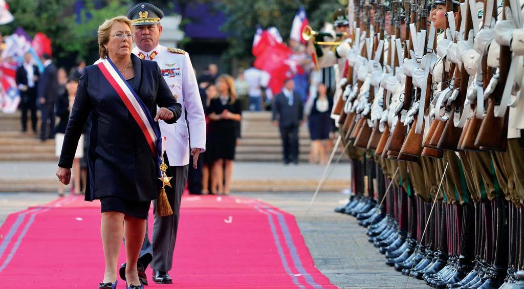 From the top: The President of Chile, Michelle Bachelet, arrives at the Palacio de