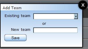 Add Teams 1.) From the Setup screen, click Add Team. 2.) Select either an Existing Team from the Dropdown or enter in an entirely new team. 3.) Click Save. Scoring 4.