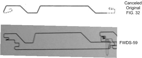 As shown below, the FWDS-59 Panel has the same basic design characteristics as the patentably indistinct embodiment of the claimed design shown in canceled original figure 32.