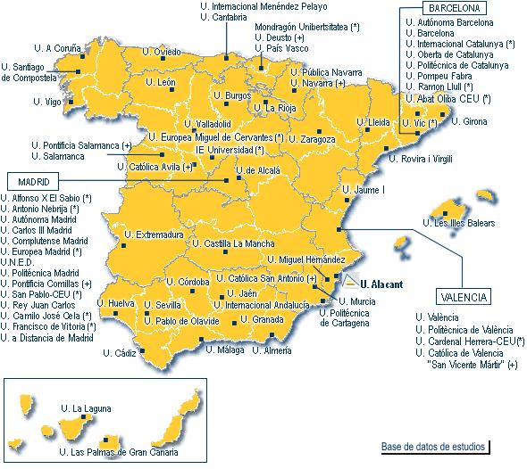 Act Sci Soc (2011) 33: 7 19 19 SENSITIVE MAP OF SPANISH UNIVERSITIES (*) UNIVERSIDADES PRIVADAS (+) UNIVERSIDADES DE LA IGLESIA Autonomous