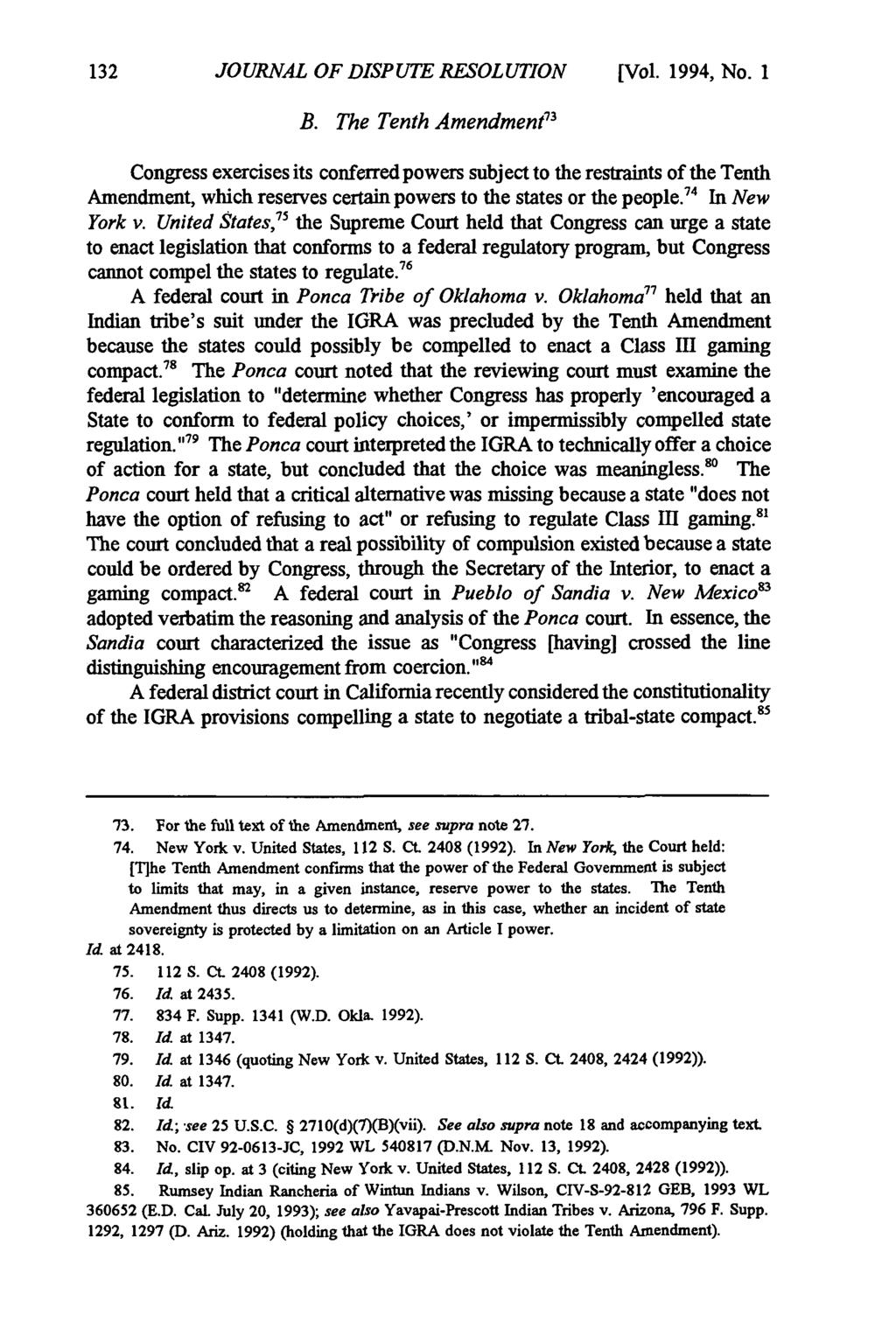 Journal of Dispute Resolution, Vol. 1994, Iss. 1 [1994], Art. 12 132 JOURNAL OF DISPUTE RESOLUTION [Vol. 1994, No. 1 B.