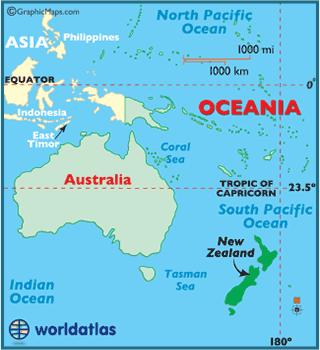 Figure 4.1 New Zealand Location Map (Source: World Atlas) For a small country (103,517 square miles), New Zealand s geography is quite diverse.