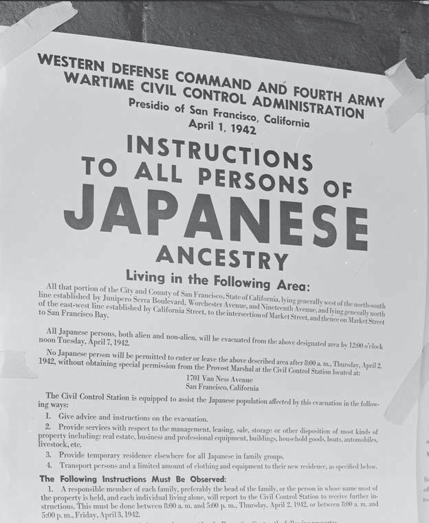DOCUMENT I Instructions to Japanese, April 1, 1942 Image courtesy the National Archives and Records Administration (Records 1. To whom are these instructions directed?