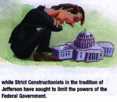 Strict Versus Liberal Construction Strict constructionists, led by Thomas Jefferson, argued that Congress should only be