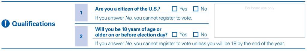 You must be a citizen to register to vote.