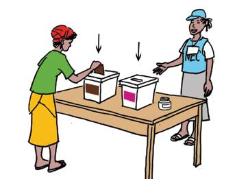 Ballot Paper Issuer 2: 38 Detaches the two ballot papers (Chair/Mayor and Councillors) from the ballot paper booklets; Stamps the back top right hand corner of each of the two ballot papers with the