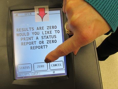 MACHINE OPENING LCD screen will tell you RESULTS ARE ZERO, WOULD YOU LIKE TO PRINT A STATUS REPORT OR ZERO REPORT? Touch Zero.
