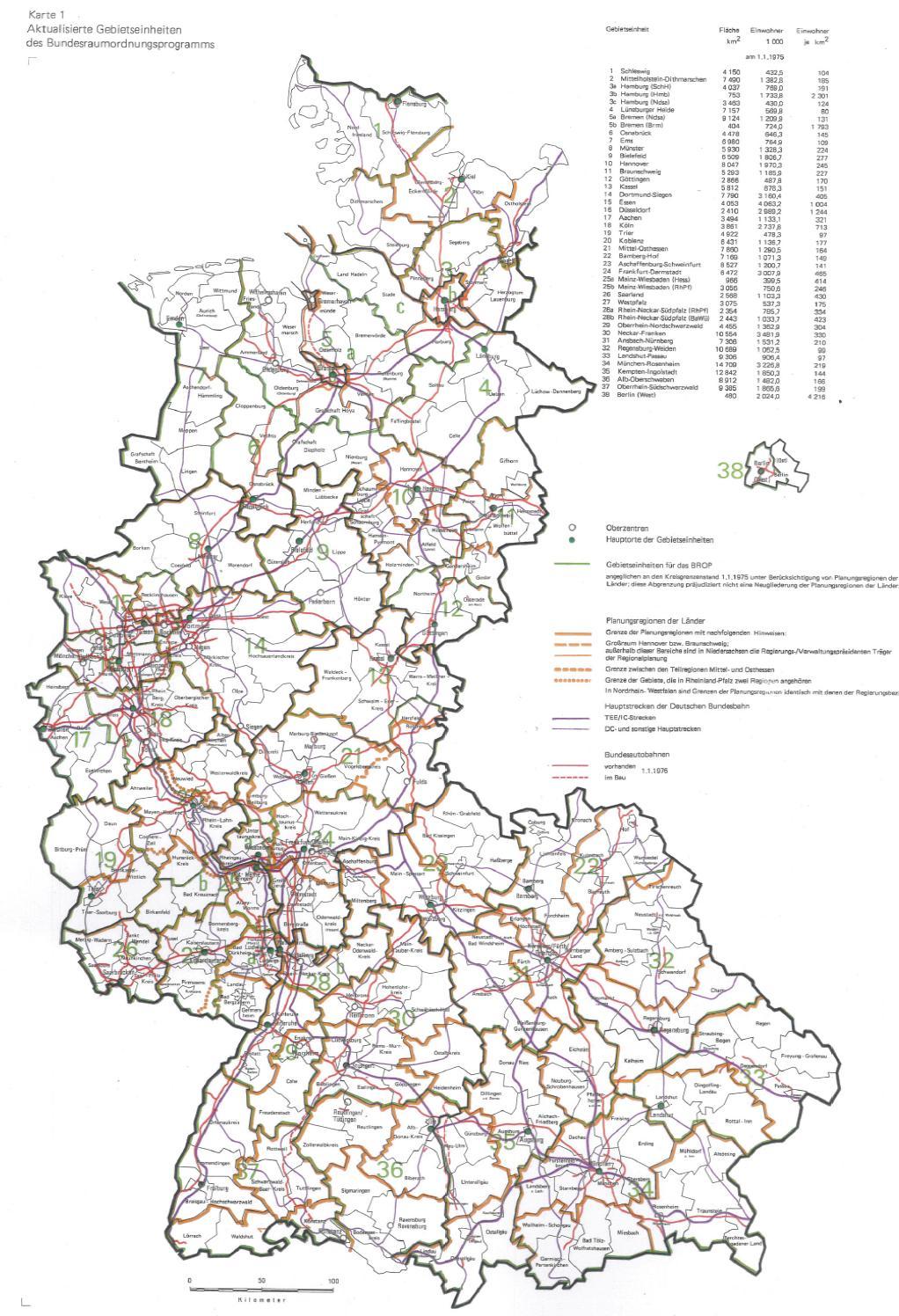 Figure 2: Map of Raumordnungsregionen (RORs or Cities) in Former West Germany Source: Federal Office for Building and Regional