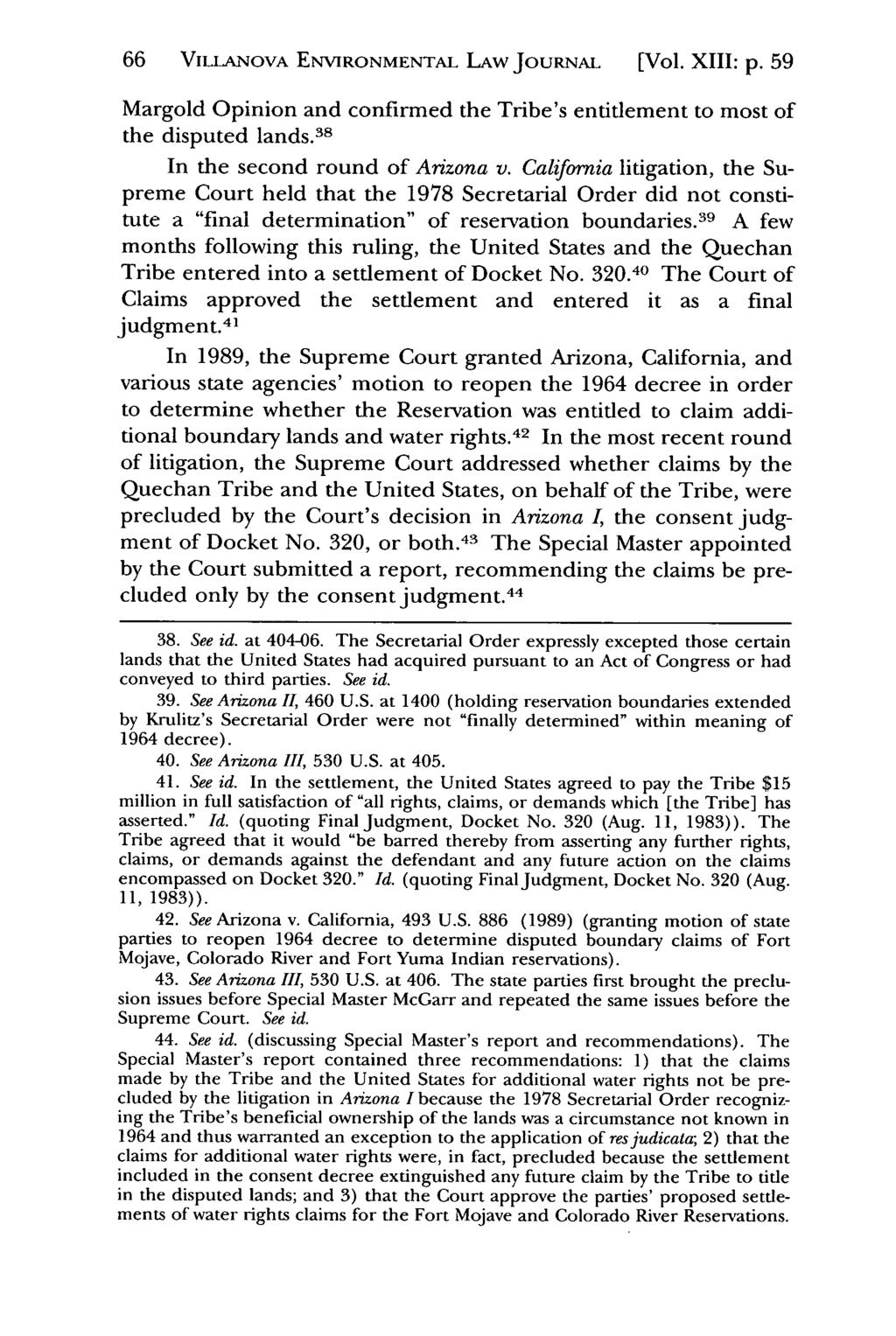 Villanova Environmental Law Journal, Vol. 13, Iss. 1 [2002], Art. 2 66 VI-OANoVA ENVIRONMENTAL LAw Jou1,AL [Vol. XIII: p.