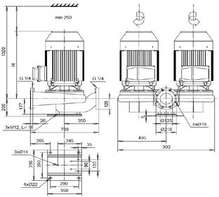 TWIN PUMPS - T and AT AT-9/ Hz Motor -V(-V) P N [kw] I N [A] [kg] H [mm] AT-9/ not available in Hz Hz r/min