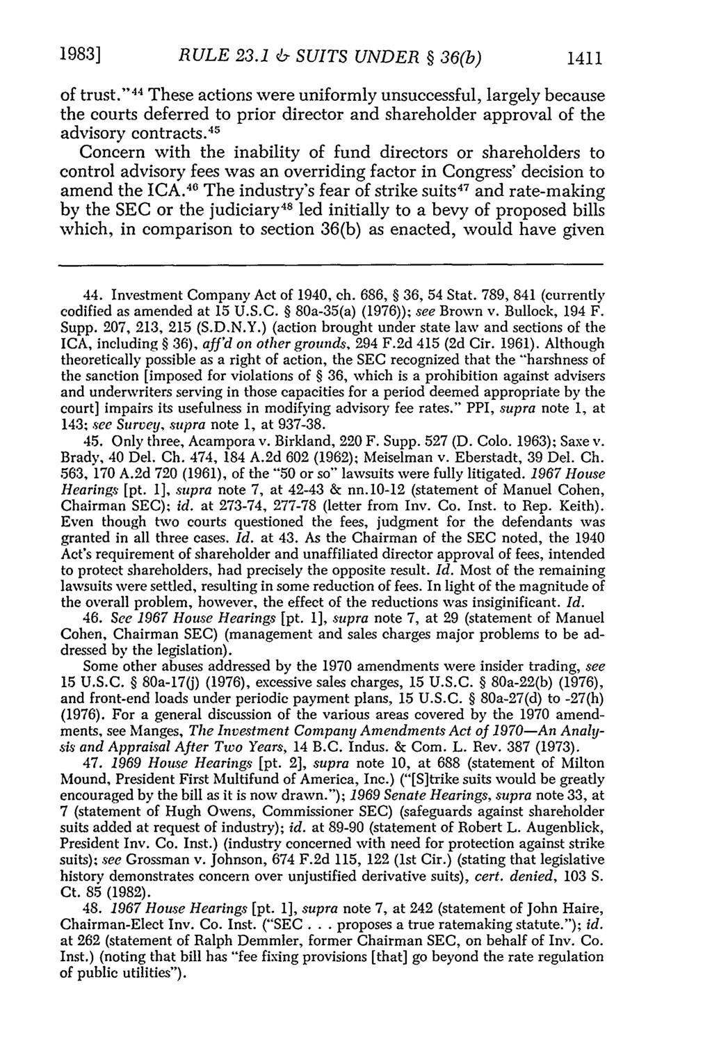 1983] RULE 23.1 & SUITS UNDER 36(b) 1411 of trust.