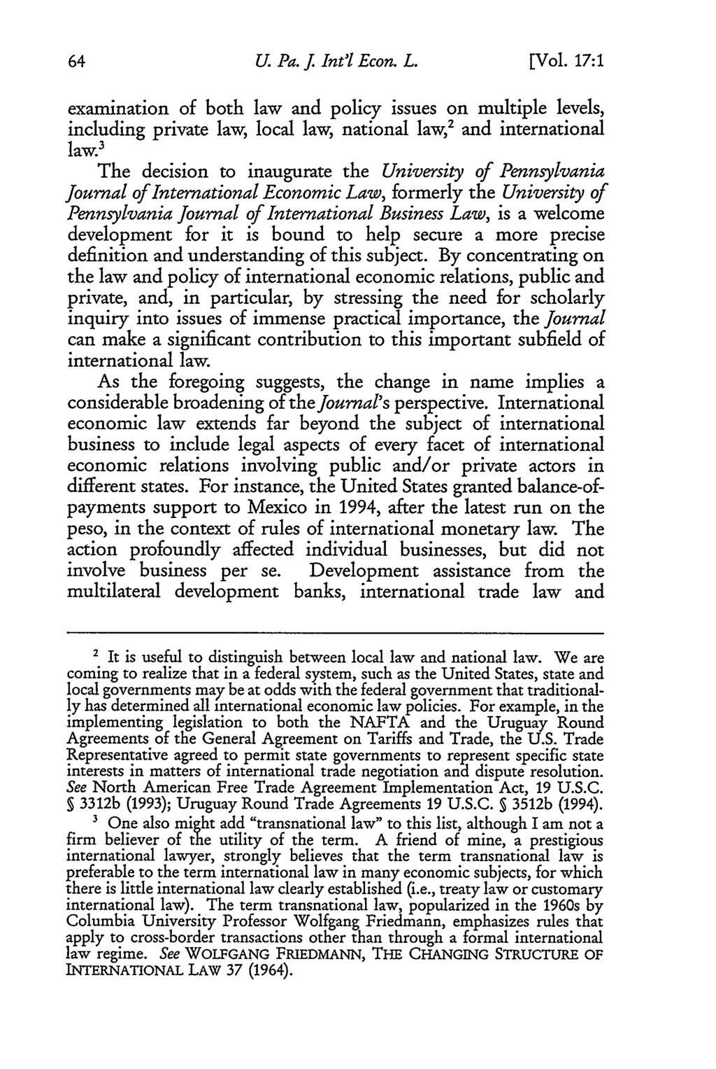 University of Pennsylvania Journal of International Law, Vol. 17, Iss. 1 [2014], Art. 7 U. Pa. J Int'l Econ. L. [Vol.