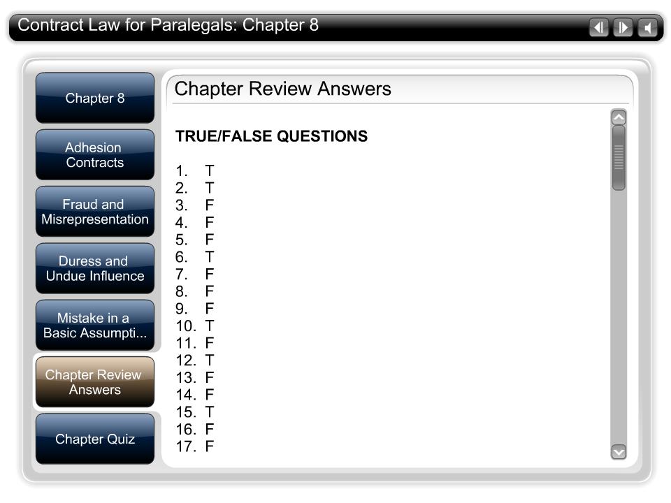 Chapter Review Answers Tab Text TRUE/FALSE QUESTIONS 1. T 2. T 3.