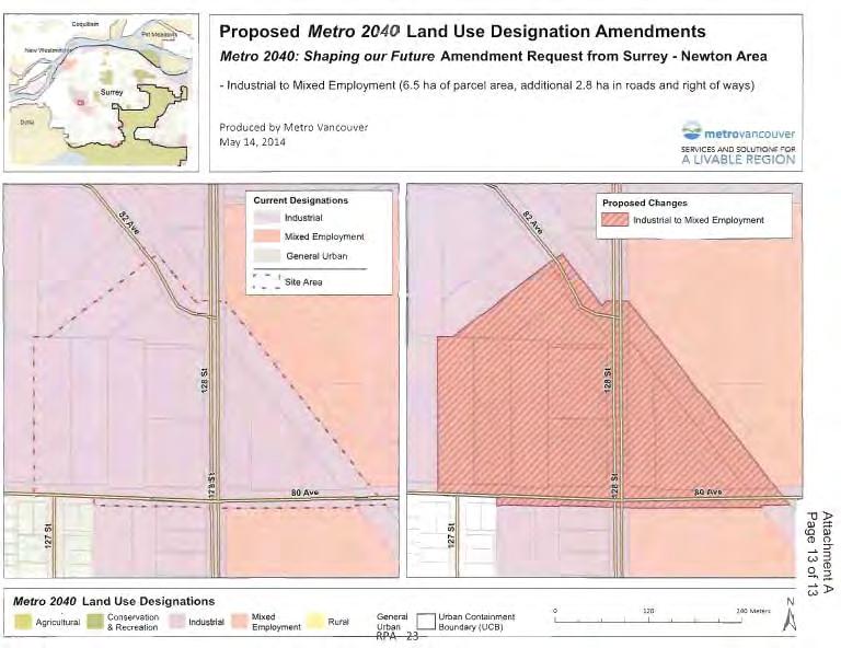 e ~~.~ Proposed Metro 2040 Land Use Designation Amendments Metro 2040: Shaping our Future Amendment Request from Surrey - Newton Area - Industrial to Mixed Employment (6.