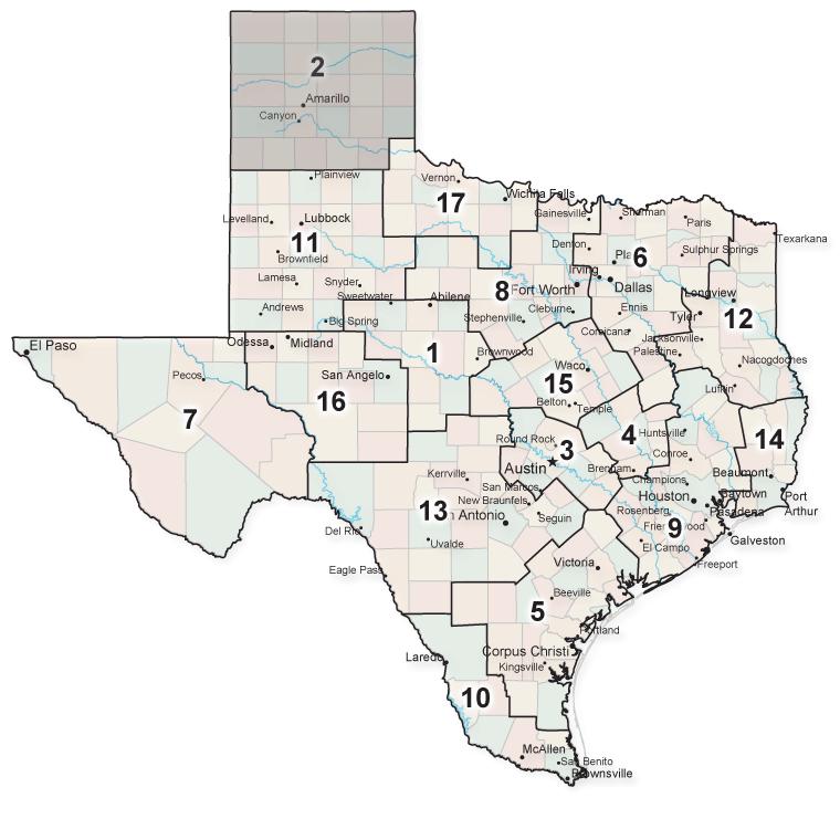 APPENDIX A GEOGRAPHICAL DOMAIN OF THE CHAPTER Exhibit A.1. Map of Institute Components in the State of Texas.