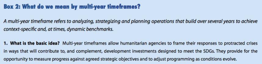 Humanitarian System report claims that there is a critical lack of flexibility and sufficiency in development funding instruments (Alnap 2015: 81) in order to address the humanitarian development