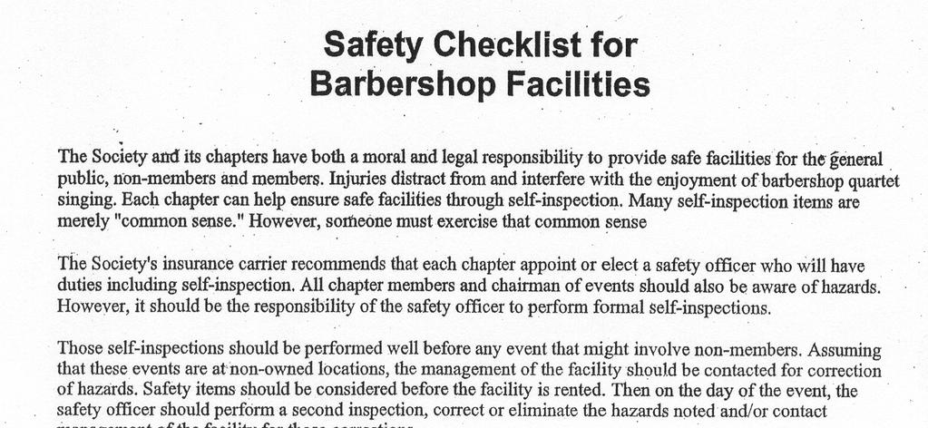 Chapter Safety Checklist 4.