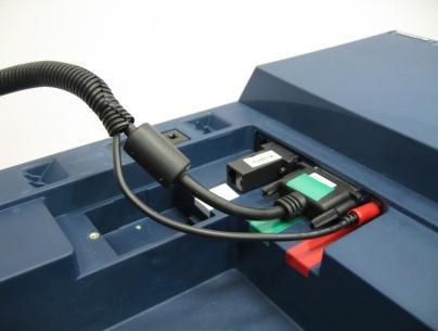 Connect power cable and printer cables to their corresponding color-coded ports.