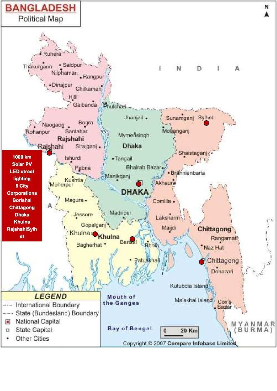 Figure 1: Map of Bangladesh Location of Subproject 1000 km Solar PV LED