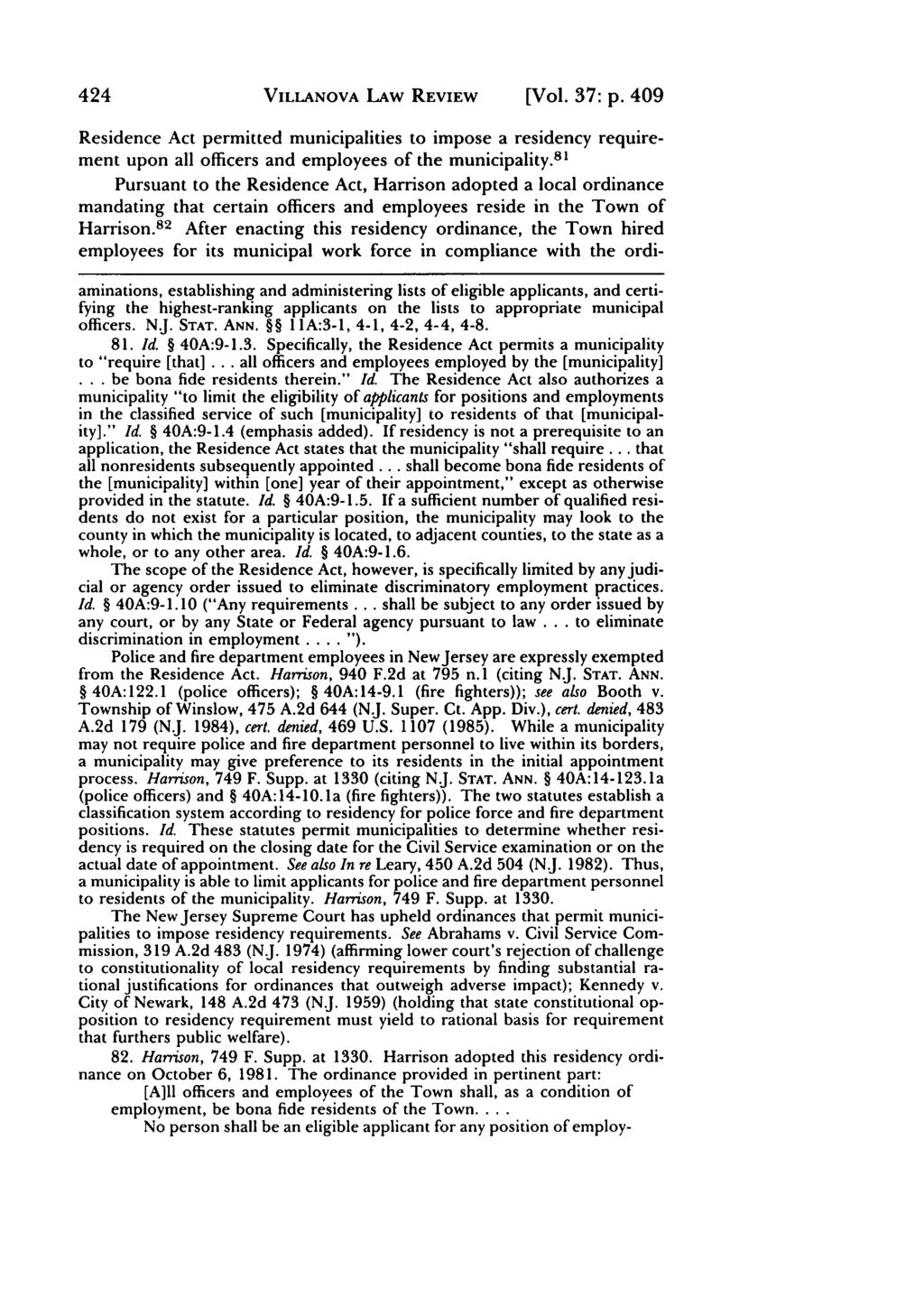 Villanova Law Review, Vol. 37, Iss. 2 [1992], Art. 5 424 VILLANOVA LAW REVIEW [Vol. 37: p.