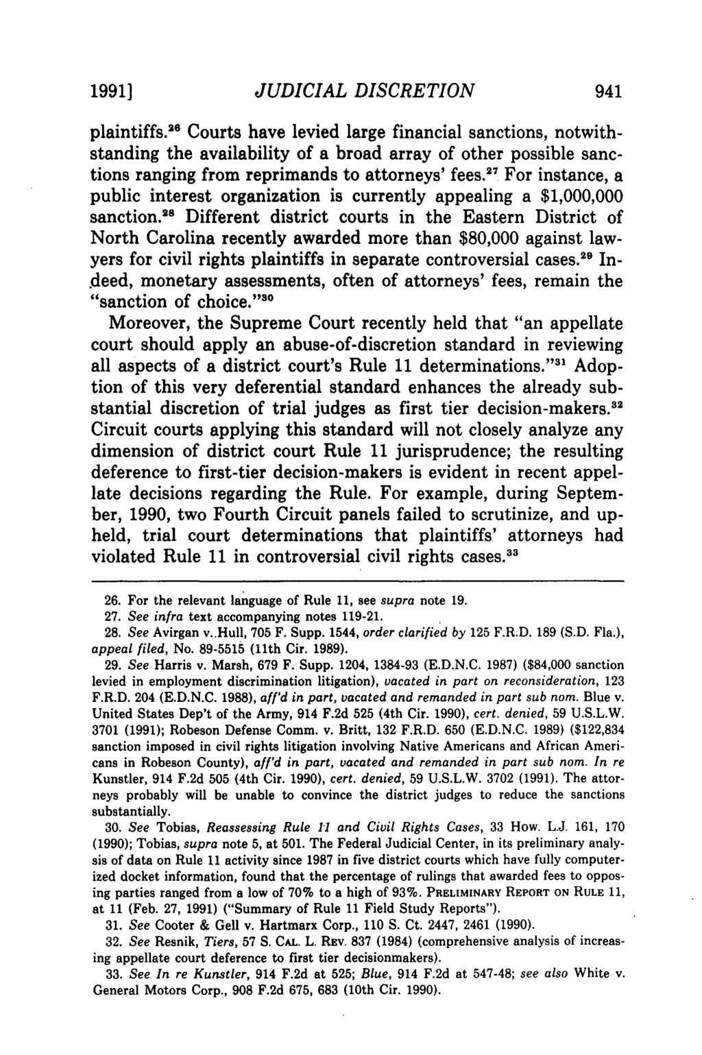 1991) JUDICIAL DISCRETION 941 plaintiffs.