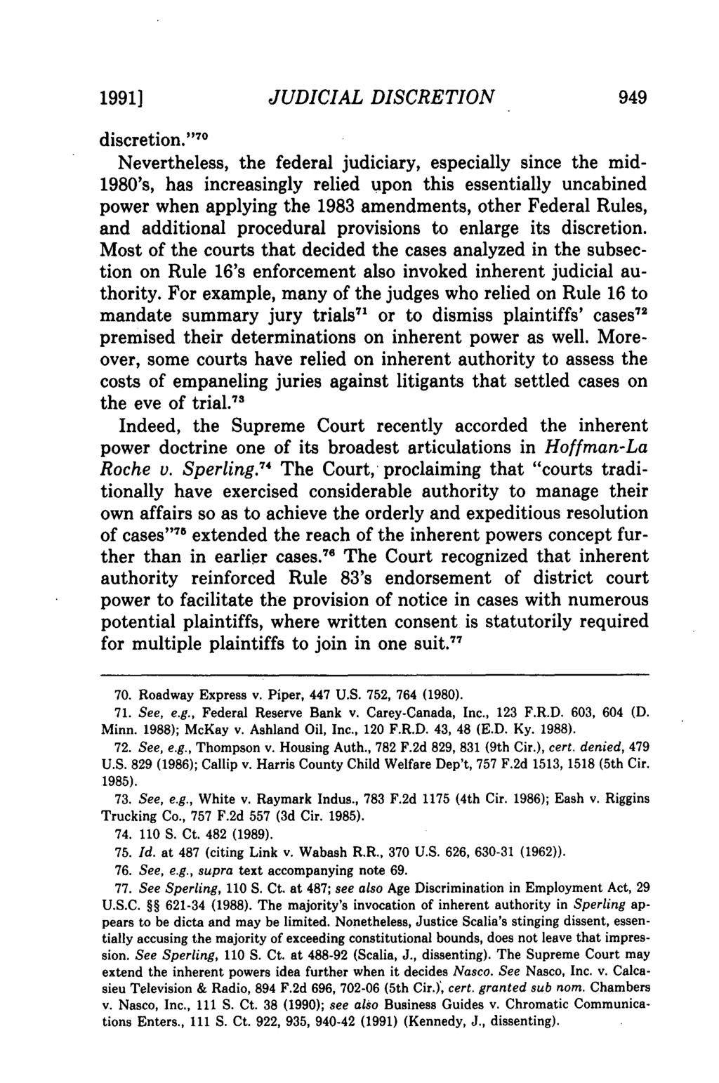 1991] JUDICIAL DISCRETION 949 discretion.