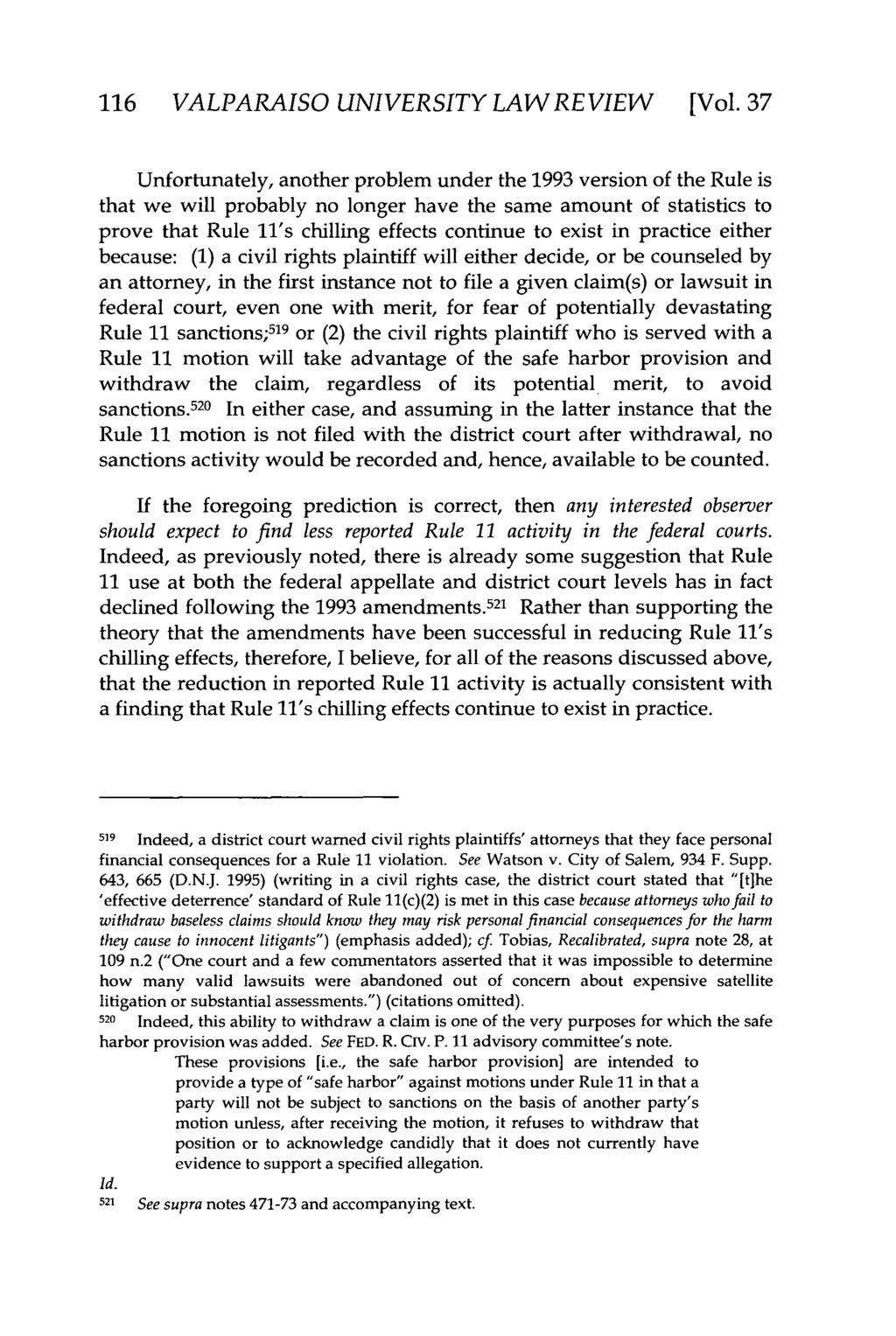 Valparaiso University Law Review, Vol. 37, No. 1 [2002], Art. 8 116 VALPARAISO UNIVERSITY LAW REVIEW [Vol.