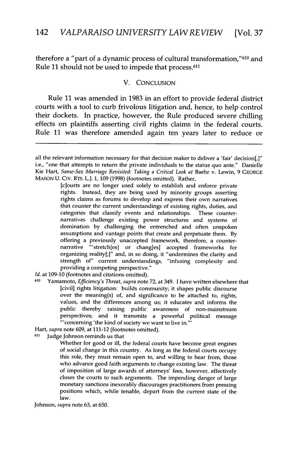 Valparaiso University Law Review, Vol. 37, No. 1 [2002], Art. 8 142 VALPARAISO UNIVERSITY LAW REVIEW [Vol.