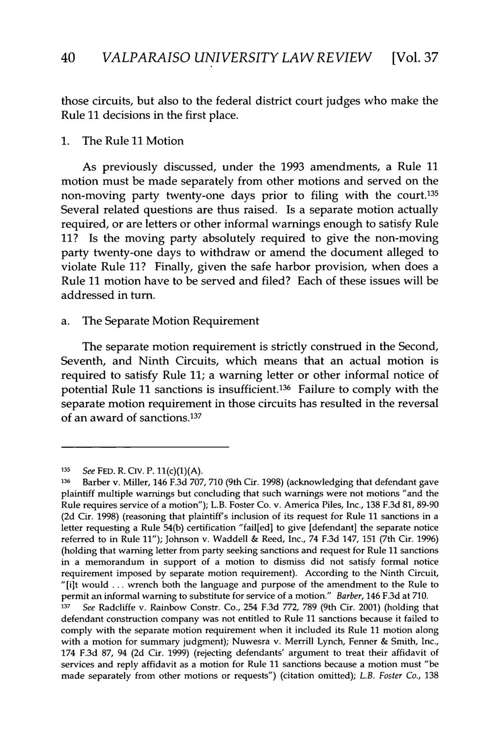 Valparaiso University Law Review, Vol. 37, No. 1 [2002], Art. 8 40 VALPARAISO UNIVERSITY LAW REVIEW [Vol.
