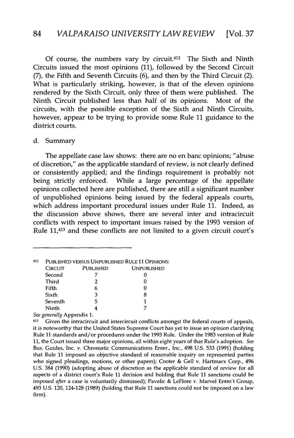 Valparaiso University Law Review, Vol. 37, No. 1 [2002], Art. 8 84 VALPARAISO UNIVERSITY LAWREVIEW [Vol.37 Of course, the numbers vary by circuit.