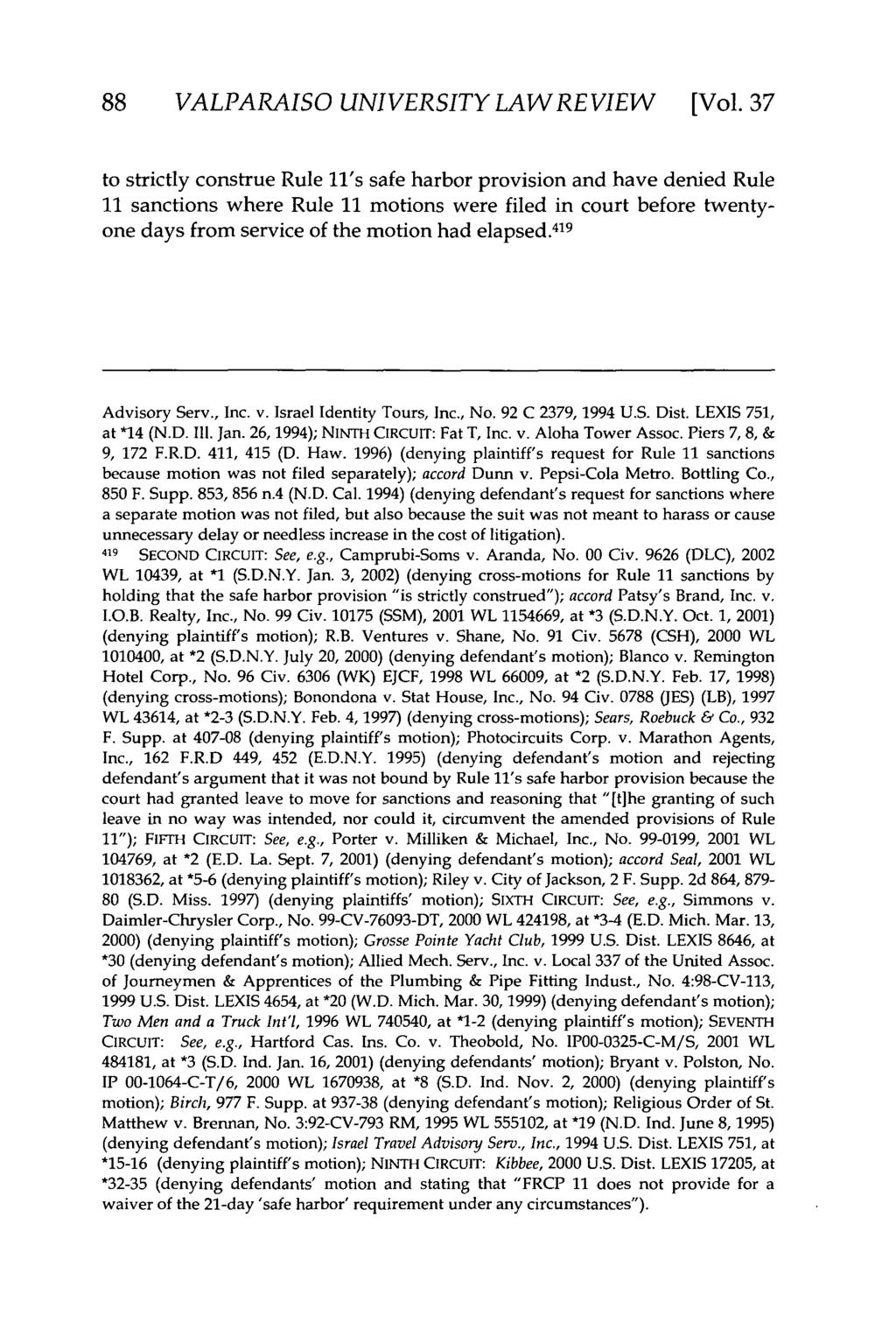 Valparaiso University Law Review, Vol. 37, No. 1 [2002], Art. 8 88 VALPARAISO UNIVERSITY LAW REVIEW [Vol.