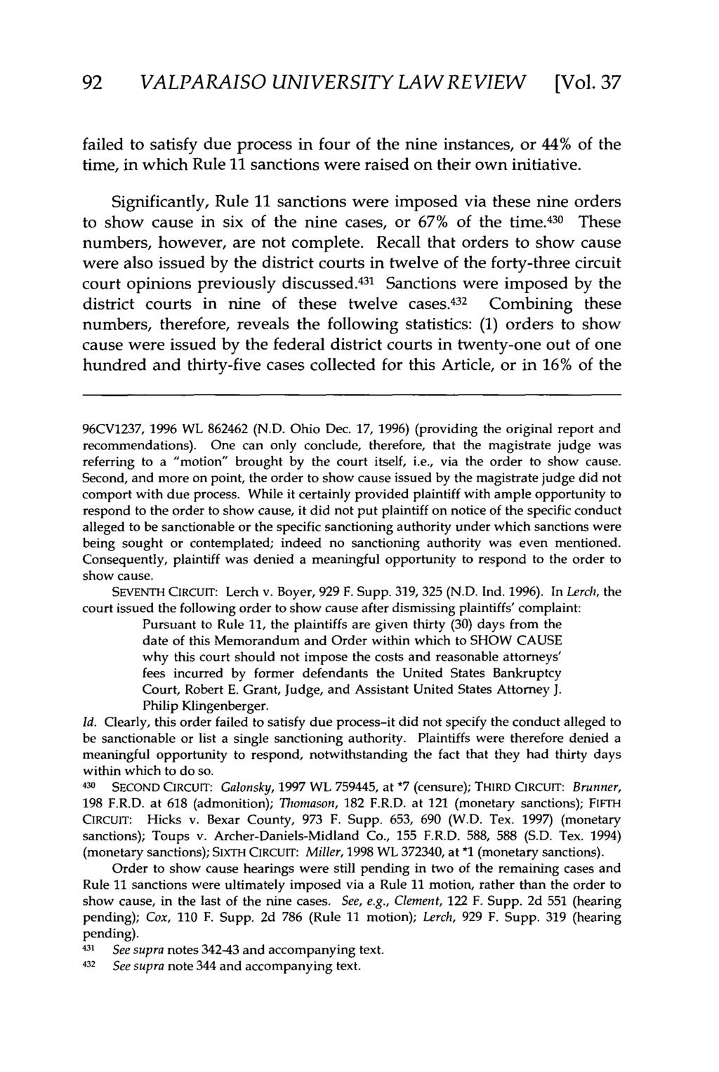 Valparaiso University Law Review, Vol. 37, No. 1 [2002], Art. 8 92 VALPARAISO UNIVERSITY LAW REVIEW [Vol.