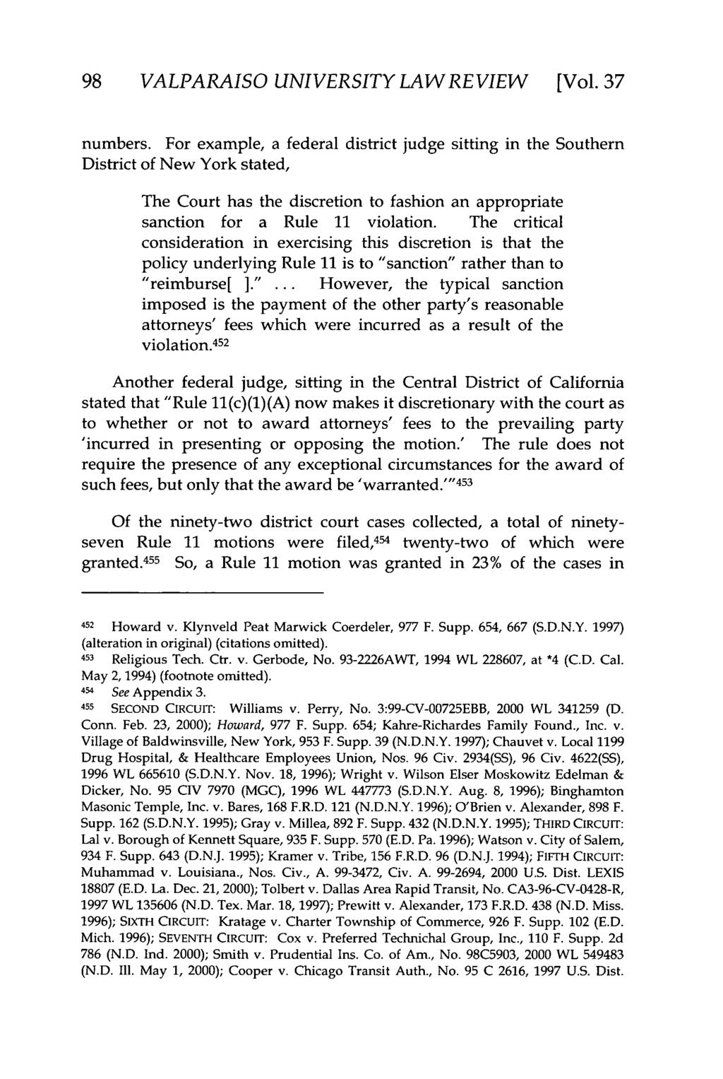 Valparaiso University Law Review, Vol. 37, No. 1 [2002], Art. 8 98 VALPARAISO UNIVERSITY LAWREVIEW [Vol.37 numbers.