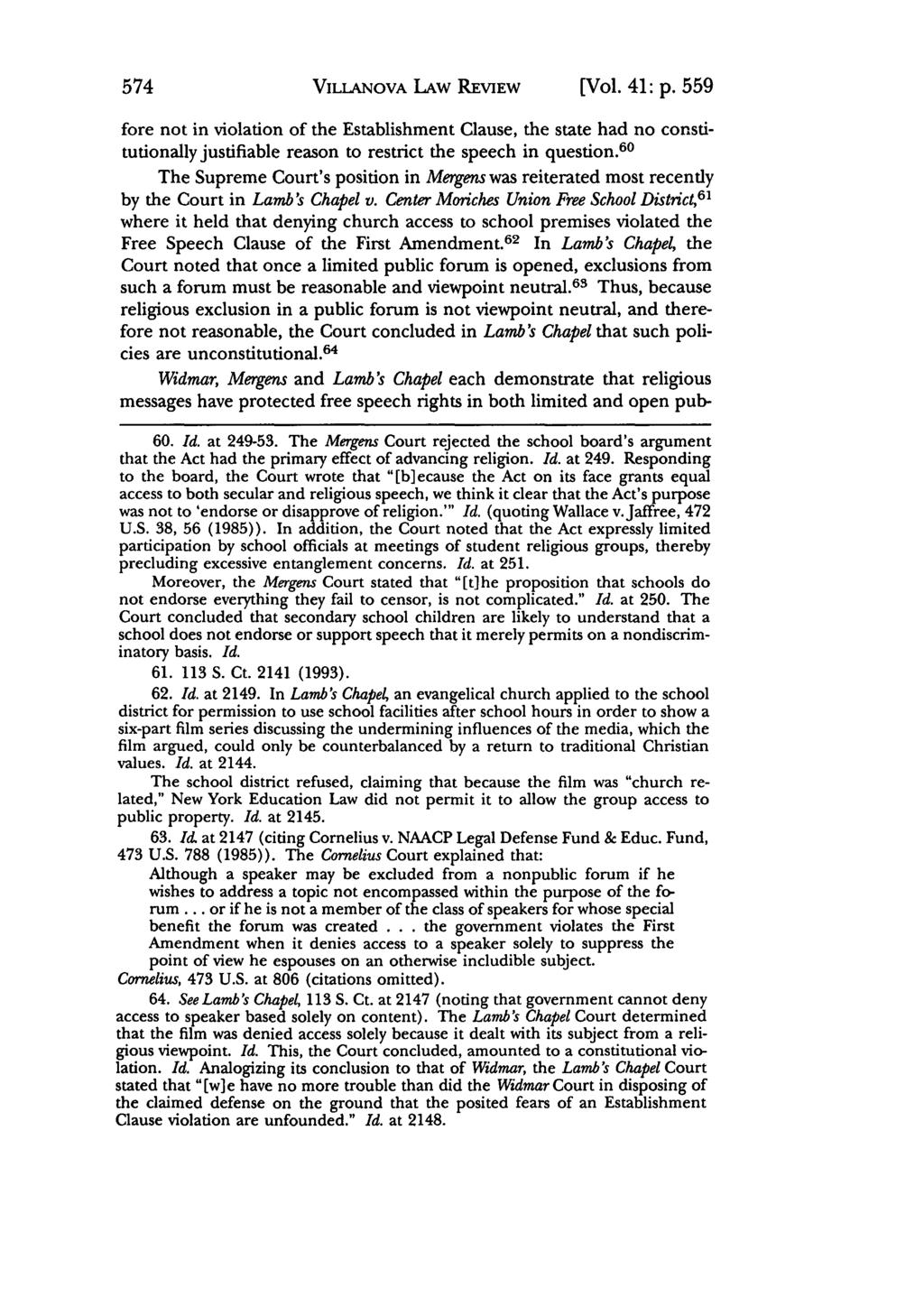 Villanova Law Review, Vol. 41, Iss. 2 [1996], Art. 5 574 VILLANOVA LAW REVIEW [Vol. 41: p.