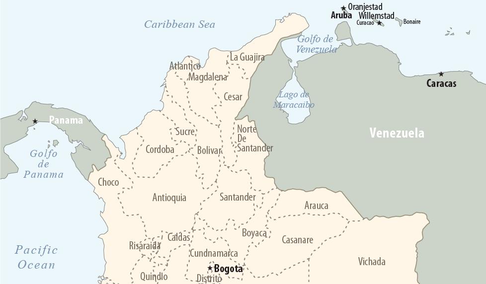 Figure 1. Map of Colombia Showing Departments and Capital Source: CRS. (.