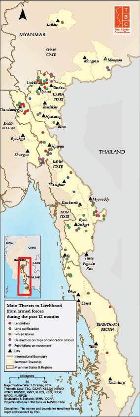 3.3 Armed Threats to Livelihoods If the Tatmadaw expand their military land, we will have no land for our livelihoods and will face difficulties. Even now we only have enough land for our family.