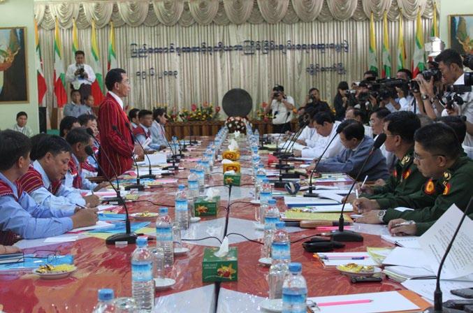 KNPP delegation leader Khu Oo Reh at negotiations in Loikaw in June 2013 (KT) members, the KIO and Shan State Army/Shan State Progress Party attended another summit at the UWSA s headquarters at