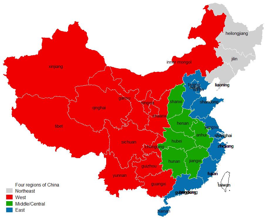 APPENDICES Appendix A: China s regions Eastern China (blue) includes the six provinces of Hebei, Jiangsu, Zhejiang, Fujian, Shandong and Hainan, as well as the municipalities of Shanghai, Tianjin and