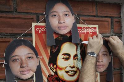 Imprisoned journalists in Burma At a protest in Bangkok, images of the jailed journalist Hla Hla Win.