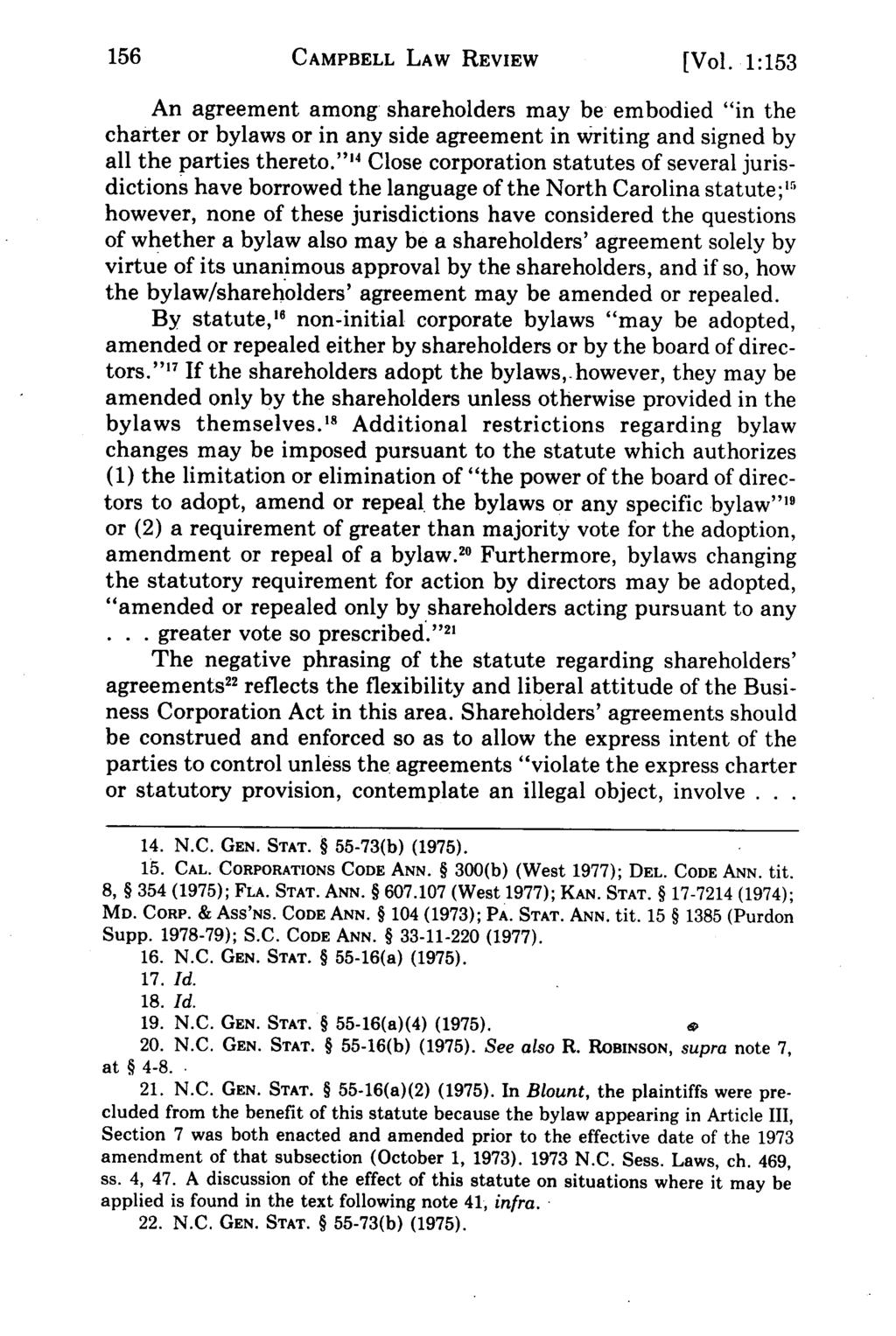 Campbell CAMPBELL Law Review, LAW Vol. 1, Iss. 1 [1979], Art. 7 REVIEW [Vol.